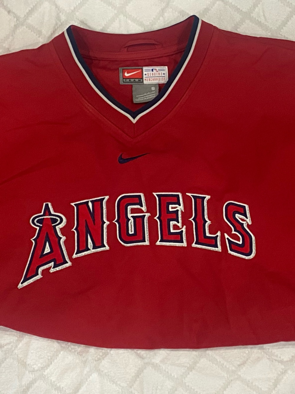 Nike Red V-Neck Pullover with Navy Trim